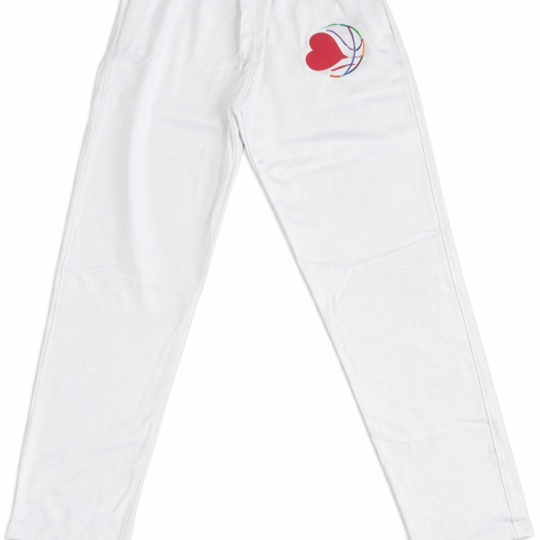 BASKETBALL WHITE TAPERED LEG SWEATPANT (LOGO)