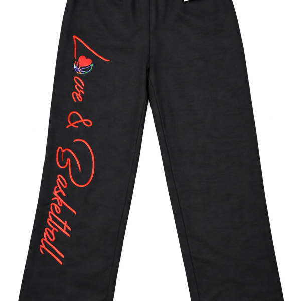 BASKETBALL BLACK WIDE LEG SWEATPANT (EMBROIDERED)