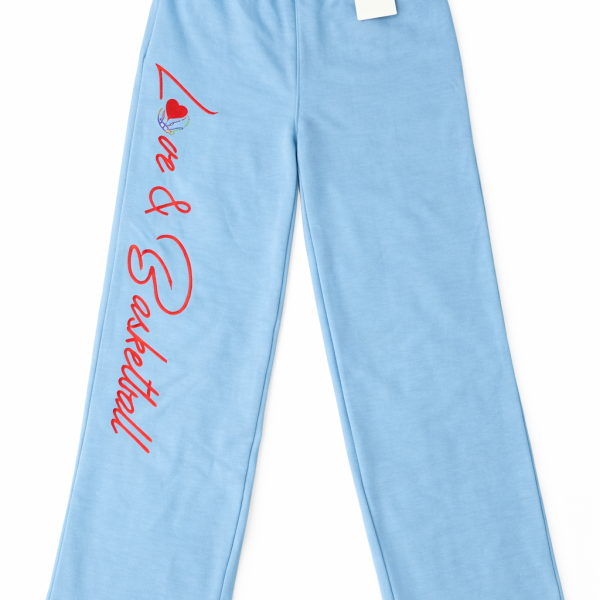BASKETBALL BLUE WIDE LEG SWEATPANT (EMBROIDERED)