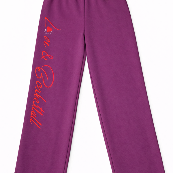 BASKETBALL PLUM TAPERED LEG SWEATPANT (EMBROIDERED)