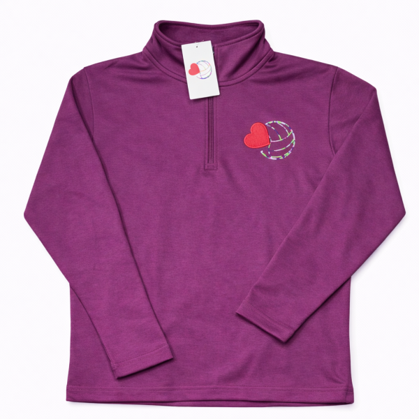 PLUM Q-ZIP LOVE&VOLLEYBALL (EMBROIDERED)