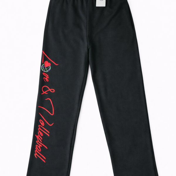 VOLLEYBALL BLACK TAPERED LEG SWEATPANTS (EMBROIDERED)