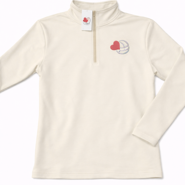 CREAM Q-ZIP LOVE&VOLLEYBALL (EMBROIDERED)