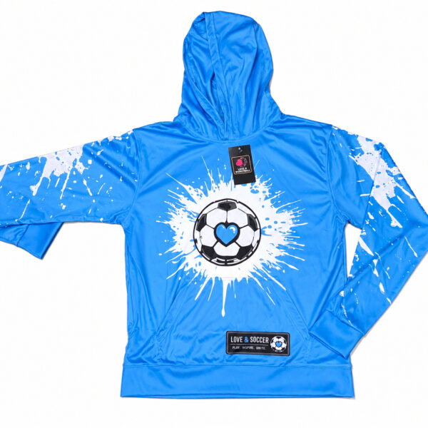 LOVE&SOCCER DRI-FIT HOODIE - BLUE