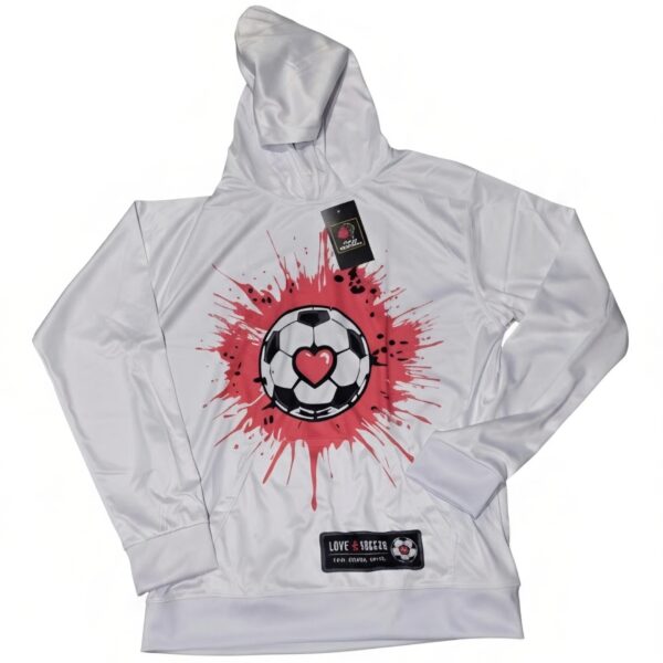 LOVE&SOCCER DRI-FIT HOODIE - WHITE & PINK